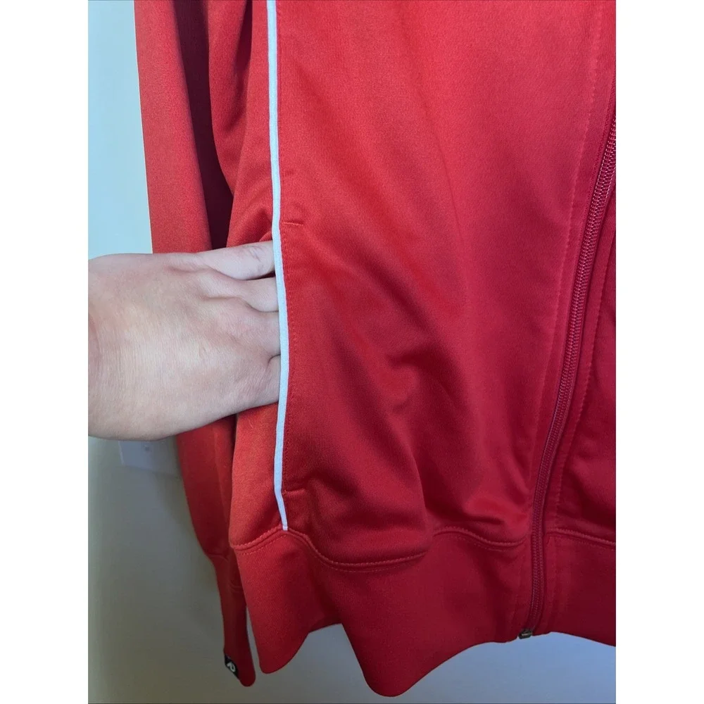 Nike The Athletic Dept Women's Large Red Full Zip Track Jacket White Piping